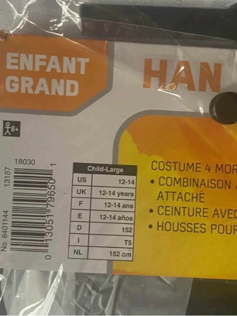 Halloween Disney Deluxe Han Sol Costume 4pc Boy’s Size Large 12-14